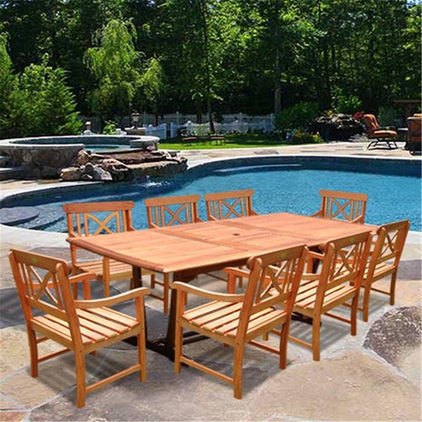 Malibu Outdoor Malibu Outdoor 9-piece Wood Patio Dining Set with Extension Table  - V232SET17 V232SET17